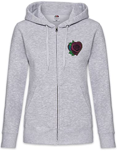 Sweat à capuche zip femme veste alternative confortable tattoo rose