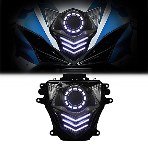 KT LED Headlight Assembly for Suzuki GSXR750 GSX-R750 2011-2024 White DRL Custom Modified Motorcycle Sportbike Front Head Lamp High/Low Beam Daytime Running Light