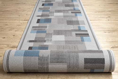 Tapis de course antidérapant LISTRA géométrique gris vendu au mètre - 5