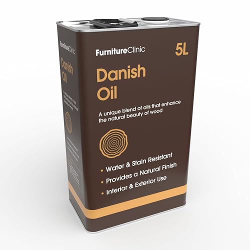 Furniture Clinic. Aceite Danés para Madera 5000ml - Aceite de Primera Calidad para Realzar la Belleza Natural del Roble, Pino y Otros - Sella y Protege para un Acabado Satinado
