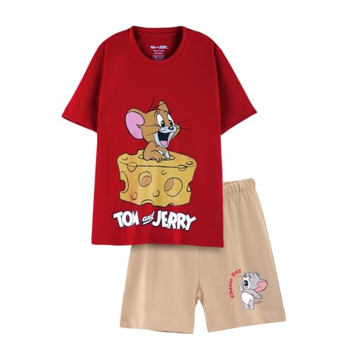 Image of Nap Chief Kids Cotton Official Tom & Jerry Co ord Set for Boys & Girls, T Shirt and Shorts for Casual Wear