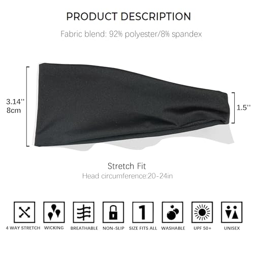 Image of 5 Pack Sports Headband for Men, Breathable Mesh Design, Reused & Washed Mens Headband Sweat Bands for Running Yoga Fitness Workout