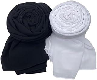Georgette Stole Combo Pack, Black and White, Lightweight Scarves-picture-19