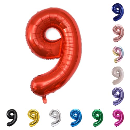 Image of YPSelected 32 Inch Large Foil Helium Number Balloon Birthday Wedding Party 0-9 (Red, 9)