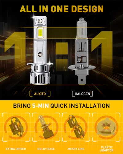 Image of AUXITO H1 LED Light Bulbs 84,000LM 6500K White, Plug and Play,2PCS