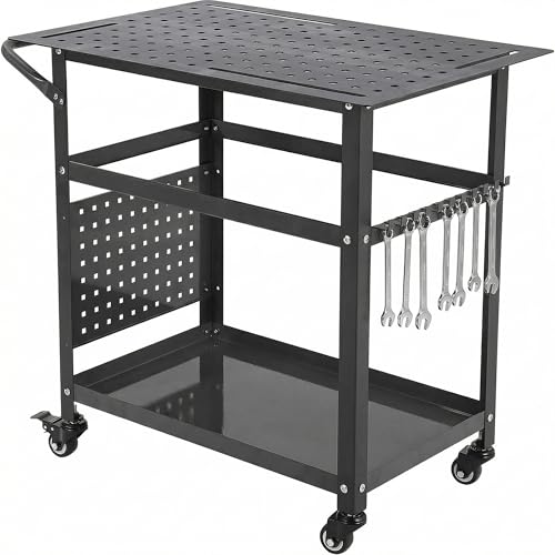 STMHOM 36"x24" Welding Table with Wheels & Tool Storage