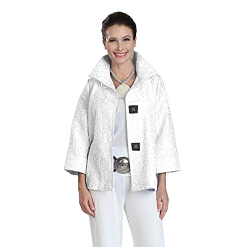 IC Collection Jacquard High-Low Jacket - 8460J (XX-Large, White)