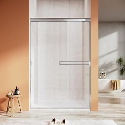 UCALAFEE Shower Door 44-48 in. W x 72 in. H, Double Sliding Shower Door with 1/4'' (6mm) Clear SGCC Tempered Glass, Semi-Frameless Bathroom Doors for Walk in Shower, Silent Soft-Close, Chrome Finish