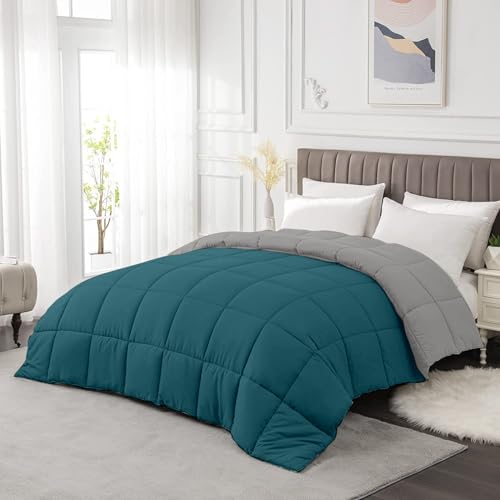 Image of Razzai All-Season Comforter 220 GSM | Super Soft Fluffy & Lightweight Comforter Single Bed Comforter (60 inch x 90 inch Inches /152cm x 228cm) - Single Bed Comforter | Silver /Teal