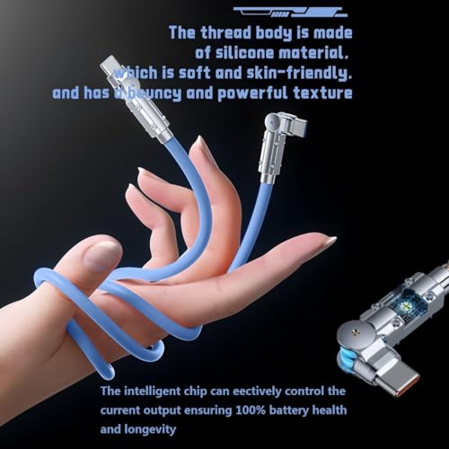 Image of USB-C to USB-C Cable 2 Pack 5ft 180Rotating Charger Cord Type C Chubby Silicone USB C to C Cable Type C Fast Charging Cord for iPhone 17 16 15 Samsung Galaxy S26 S25 S24 S23 S22,Laptops