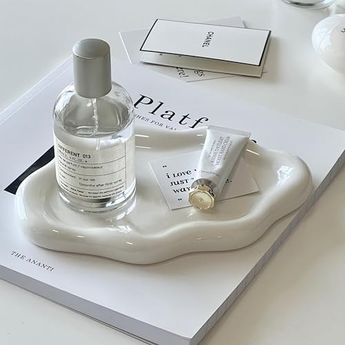 CESTATIVO Jewelry Dish - Trinket & Ring Tray, Ceramic, Aesthetic Vanity Decor - Mother's Day, Christmas, Birthday Gift for Women (White) - Thumbnail 4