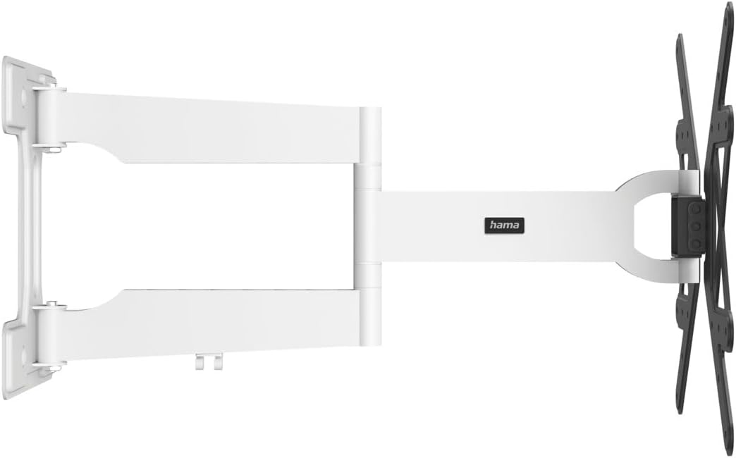 Hama TV Wall Mount Swivelling, Tilting, Long Arm (TV Wall Mount 32-65 Inches, VESA 100 x 100 to VESA 400 x 400, up to 50 kg, Extendable Bracket, with Fischer Dowels) Black/White