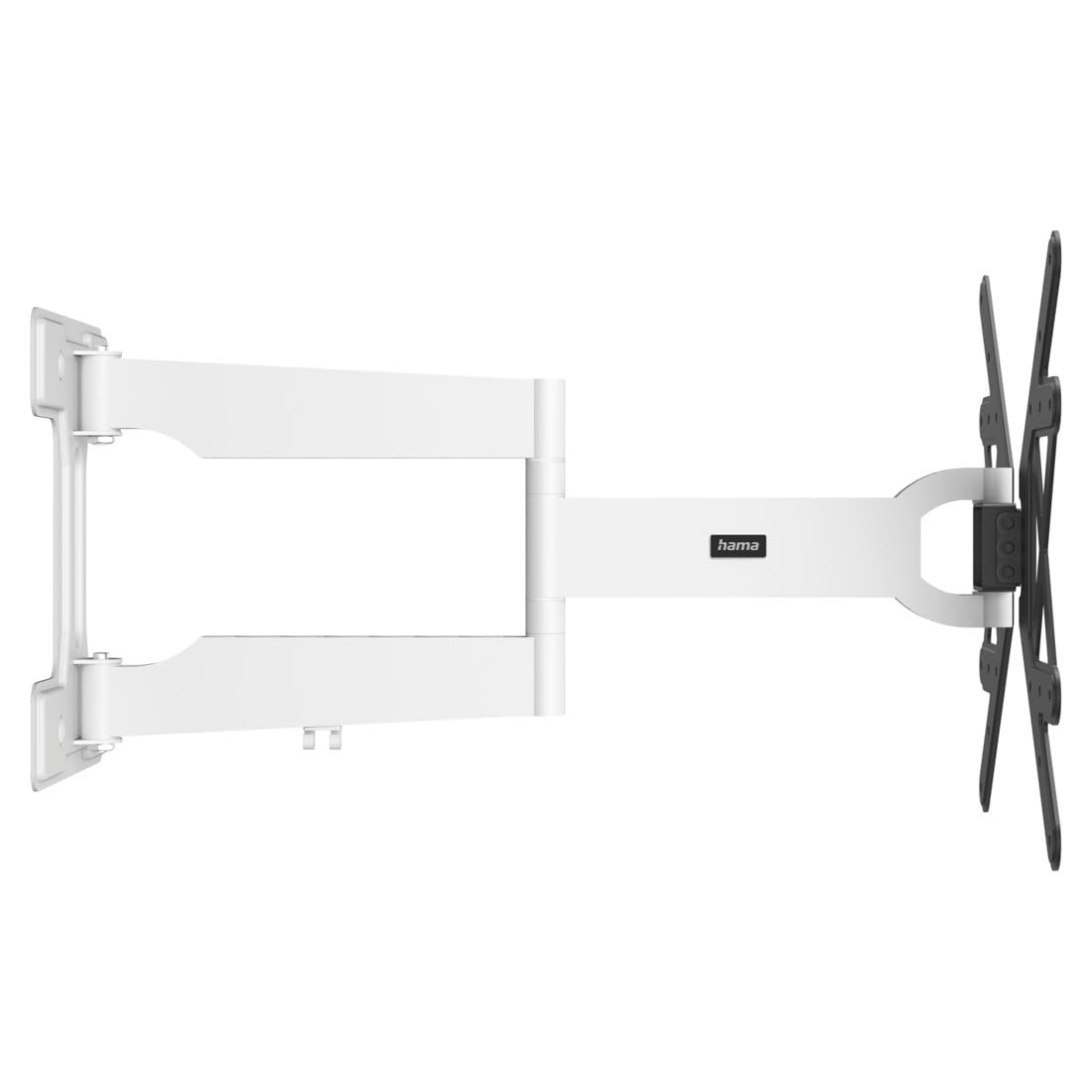 Hama TV Wandhalterung schwenkbar, neigbar, Langer Arm (TV Wandhalterung 32-65 Zoll, VESA 100x100 bis VESA 400x400, bis 50kg, ausziehbare Halterung, mit Fischer-Dübeln) schwarz-weiß