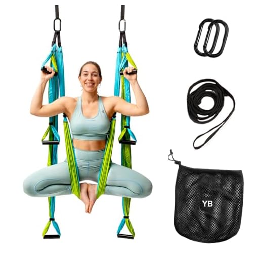 Yoga Trapeze [official] – Yoga Swing/Sling/Inversion Tool, Blue/Green by YOGABODY – with Free DVD