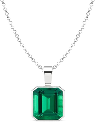 Clara Pure 925 Sterling Silver Green Solitaire Men Pendant Necklace | With or Without Chain | Gift for Men &amp; Boys |Platinu...