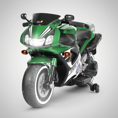 Image of Little Rides Battery Operated V10 Premium Bike for Kids |Boys| Girls- Golden Metallic | Electric Motorbike for Children 2 to 8 Years | Fun Riding Experience with Music | Safe & Durable (Green)