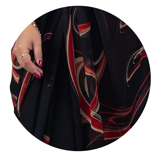 Image of MIRCHI FASHION Women Sari Georgette Chevron Printed | Modern Pattern Farewell and Festive Drape with Matching Blouse Piece