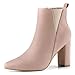 Allegra K Femmes Bottines à Talon Aiguille Bout Pointu Fermeture glissière Rose poussière 41