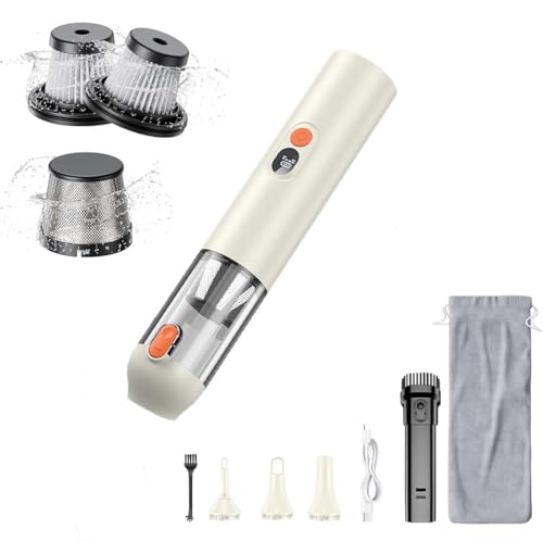 Image of 4 in 1 Car Handheld Vacuum 14000PA High Power, Portable Cordless Small Vacuum, Blow & Suction 2 in 1, Up to 30 Mins Runtime, Cleaner for Home, Car, Office (Beige)