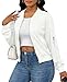 PerZeal Women's Fashion Jacket Casual Coat Long Sleeve Zip Up Outerwear with Pockets White XX-Large
