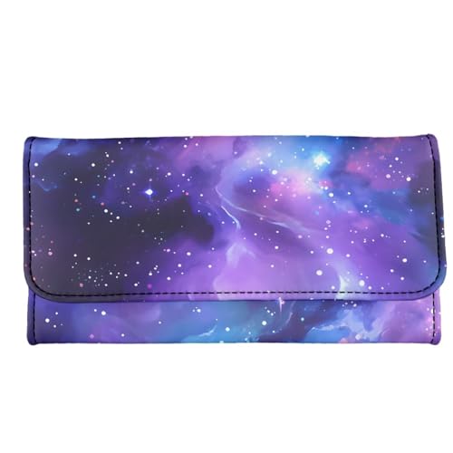 Image of AFPANQZ Womens Wallets Leather Trifold Multi Card Holder Slots Wallet, Starry Clouds Ladies' Leather Card Pouch Bag for Keys Lipstick Cit Cards Holder