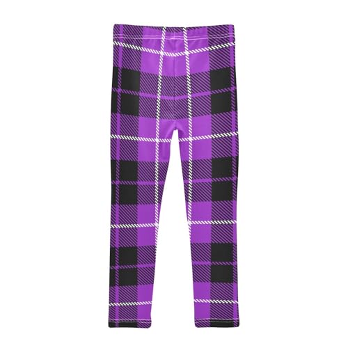 Plaid Purple Black Little Girls Shorts Cotton Cartwheel Shorts Leggings for Vacation2