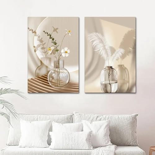Art mural plume et sable 80x120cm sans cadre grand format - 2