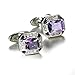 2 Pièces Boutons de Manchette Mariage Coussin Zircon Bouton de Manchette Mariage Boutons Manchette Argent Violet Cadeau pour Homme