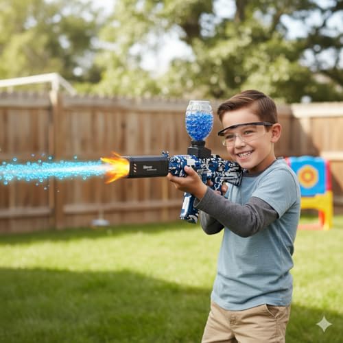 Image of Electric Gel Ball Blaster Toy Gun for Kids | Splatter Ball Gun with Water Gel Beads, Smoke & Lights | Automatic Shooting Toy Outdoor Game for Boys | Best Gift for Children