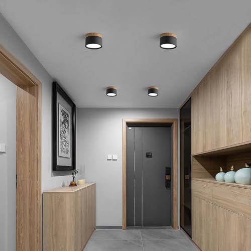 Plafonnier LED dimmable rose 7W aspect bois pour décoration moderne - 6