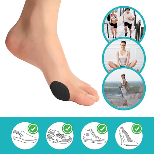 Image of Promifun Bunion Pads to Wear with Shoes - Moleskin Protect Feet for Men and Women - Water-Resistant Self-Stick Adhesive - 27 ct Bunion Cushion (Black)