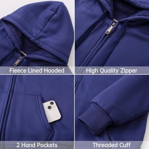 Image of LeeHanTon Sherpa Lined Hoodies for Men Heavyweight Full Zip Up Sweatshirt Thick Fleece Winter Warm Work Jackets Plus Size