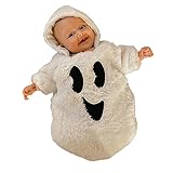 BOIBOKOKO Baby Girl Boy Halloween Costumes Ghost Long Sleeve Hoodie Romper Jumpsuit Cute Baby Halloween Outfit (White, 0-3 Months)