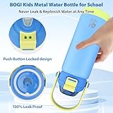 BOGI Kids Metal Water Bottle with Straw, 550ml Stainless Steel Water Bottle Kid for School Leak Proof Insulated Water Bottle with 2-in-1 Duo Lid for Boys Girls Keep Drinks 12h Hot & 24h Cold | Blue - Image 3