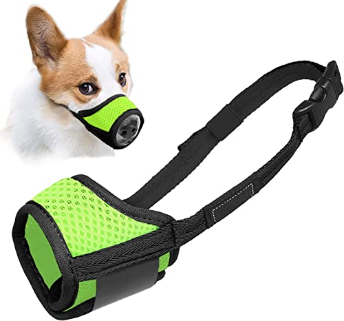 Dog Muzzle Anti Biting Barking and Chewing, with Comfortable Mesh Soft Fabric and Adjustable Strap, Suitable for Small, Medium and Large Dogs