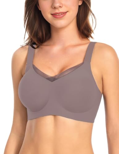 Image of Vinfact Womens V Lace Wireless Seamless Bras No Underwire Comfort Push Up Bra Supportive Full Coverage Bralettes T Shirt Bra