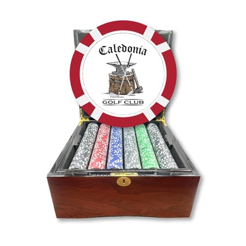 Custom Made Casino 750 Ct. Grand Lux Glossy Wooden Mahogany Case Poker Chip Set - 8 Stripe