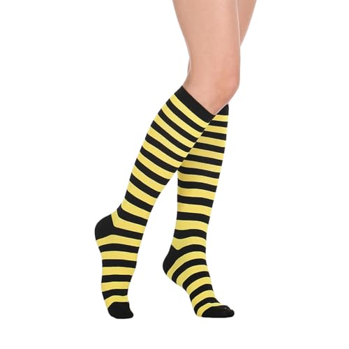 Image of Striped Knee High Socks for Women Outdoor Sport Athletic Stripe Casual Tube Socks