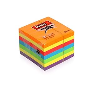 FIXO Notes 65005180 Cubo de Notas Adhesivas, 400 Hojas, 51x51mm, Color Surtidos Neón
