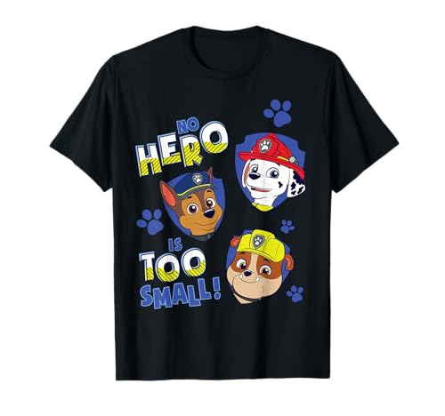 T-shirt Paw Patrol No Hero Is Too Small avec badges pour enfant fan de Pat Patrouille