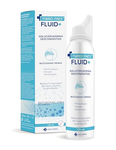 Naso FAES - Fluid+, Spray Nasal Agua de Mar Hipertónica, 125 ml | Agua de Mar Hipertónica, Agente Fluidificante, Reduce Viscosidad del Moco, Facilita Eliminación, Uso Diario, 125 ml