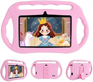 Tablet Veidoo Dla Dzieci, 7-Calowy Tablet Dziecięcy z Androidem, 2GB + 32GB, WiFi, Ekran IPS, Tablet Dla Dzieci z Kontrolą Rodzicielską, Google Play, Gry, Edukacyjny Tablet Dla Małych Dzieci (Różowy)