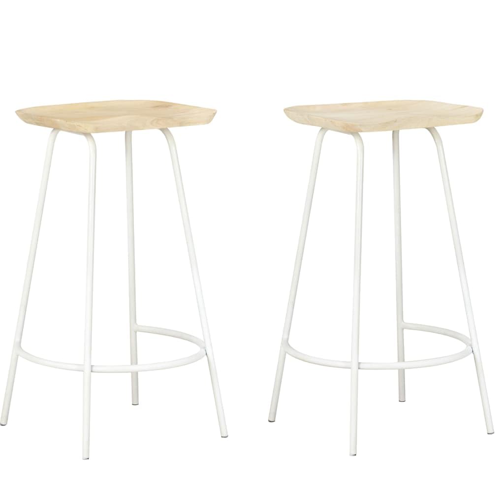 Tabourets de bar en bois de manguier massif et fer blanc haut de gamme