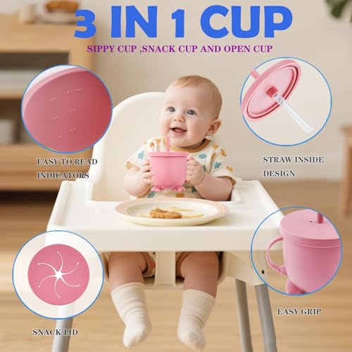 Image of 8 Pcs Silicone Baby Feeding Set | Suction Plate & Bowl | Cup, Spoon & Fork | BPA Free