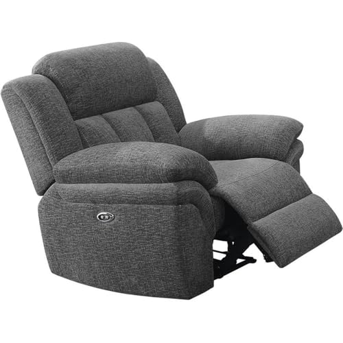 Sillón reclinable con espuma fría y tapizado gris miniatura 1