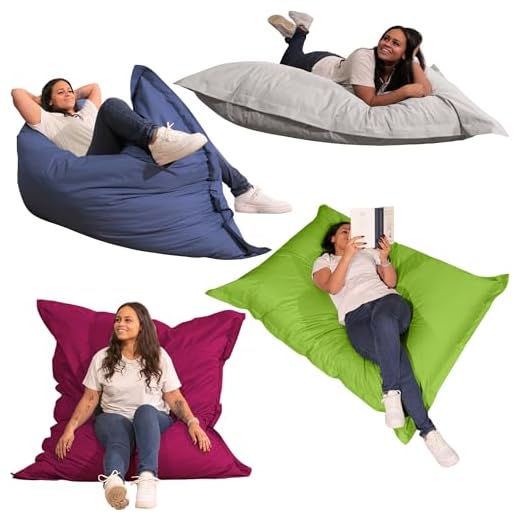 bananair - Pouf da Esterno Giardino, Tessuto Impermeabile e Anti-UV, Fodera Lavabile, Imbottitura in Schiuma Molto Confortevole - Pouf Poltrona Sacco Grande (180x140 cm, Grigio Chiaro)