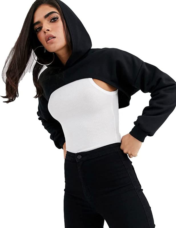 Long Sleeve Bust Cut Cropped Hoodie 