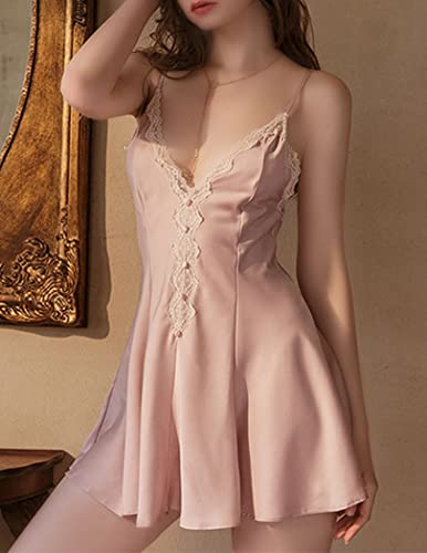 Avidlove Satin Nightgown Womens Sleepwear Sexy Silk Nightgown Satin Bride Nightgown Champagne L #TOP2