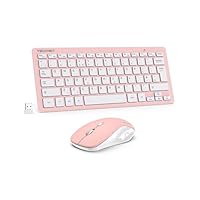 TECKNET Mini Wireless Keyboard and Mouse Set, 2.4G Cordless USB Keyboard and Silent Mouse Comb with Nano USB Receiver, 12 Multimedia Shortcuts for Computer, PC, Laptop, Desktop, Pink