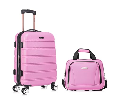 Rockland Melbourne Hardside Expandable Luggage with Spinner Wheels, Pink, 20